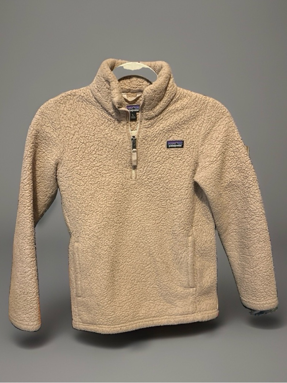 Patagonia Kids Tan Sherpa Quarter-Zip Pullover